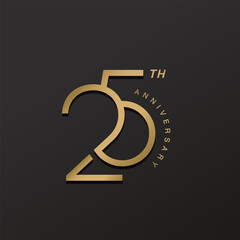 Wall Mural - 25th anniversary celebration logotype with elegant number shiny gold design