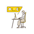 © mycket - パソコンを操作する女性のイラスト リモートワークやテレワーク - Woman operating a personal computer