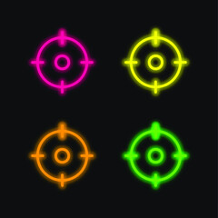 Aim four color glowing neon vector icon