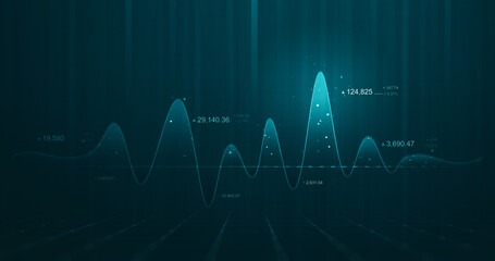Wall Mural - chart of business data graph diagram and growth financial graphic report information on futuristic f