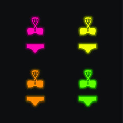 Bikini four color glowing neon vector icon