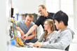 © industrieblick - technical vocational training in industry: young apprentices and trainers in the classroom