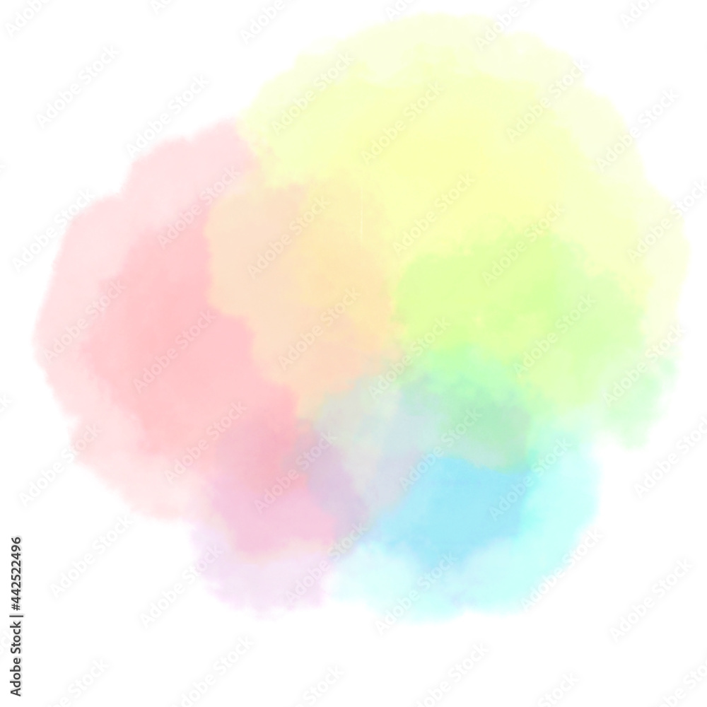 水彩絵具風のにじみの円の形のテクスチャ パステルカラー の Stock