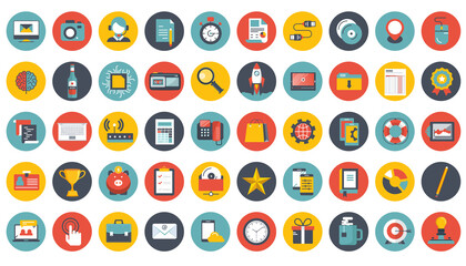 Wall Mural - business, management and technology icon set for websites and mobile applications. flat vector illus