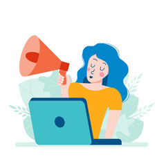 Wall Mural - digital marketing concept. advertising and promoting. flat vector illustration. online marketing spe