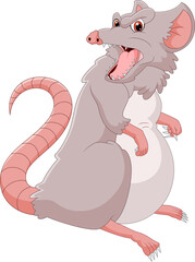 Poster - cartoon angry mouse on white background