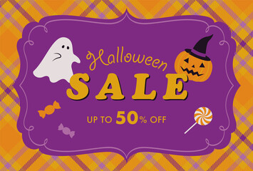 Wall Mural - vector background with halloween illustrations for banners, cards, flyers, social media wallpapers, etc.