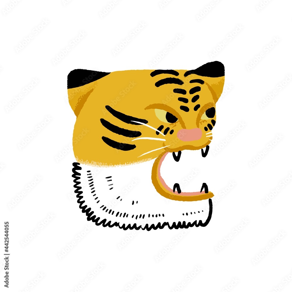 虎, 動物, 猫, 寅年, イラスト, 手書き, カットイラスト, 絵, 挿絵