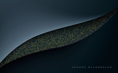 Wall Mural - abstract dimension black background gold halftone