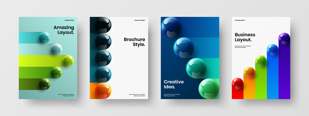 Wall Mural - Simple cover A4 vector design illustration bundle. Clean 3D balls poster layout composition.