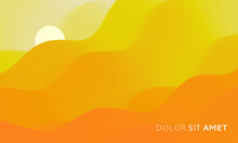 Landscape With Mountains And Sun. Sunset. Mountainous Terrain. Abstract Background. Vector Illustration.