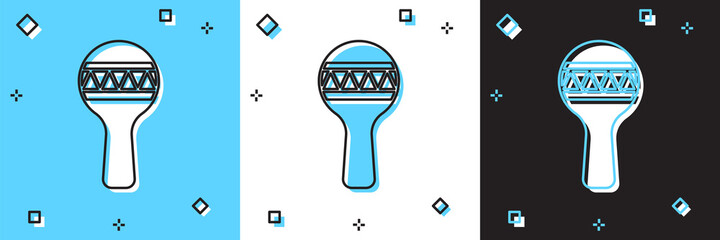 Wall Mural - Set Maracas icon isolated on blue and white, black background. Music maracas instrument mexico. Vector