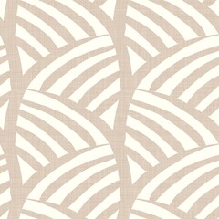 Minimal ecru jute geo texture pattern. Two tone washed out beach decor background. Modern rustic brown sand color design. Seamless geometric burlap effect pattern for shabby chic coastal living. 
