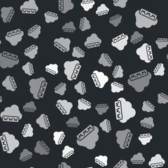 Grey Software, web development, programming concept icon isolated seamless pattern on black background. Programming language and program code on screen laptop. Vector