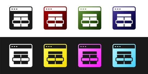 Set MySQL code icon isolated on black and white background. HTML Code symbol for your web site design. Vector
