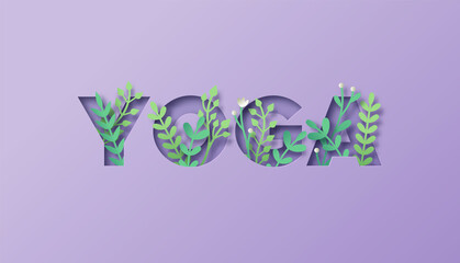 Sticker - Nature yoga paper cut plant leaf concept