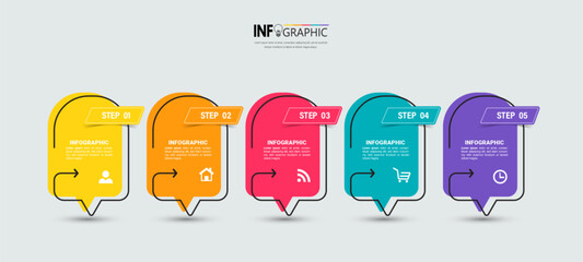 5 Steps Timeline Infographics design template.