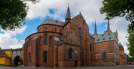 Sticker - panorama view of the historic Lutheran Roskilde cathedral in the city center