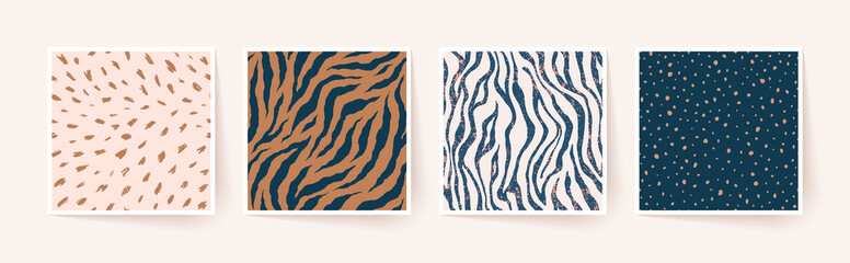 Wall Mural - set of animal monochrome seamless patterns. vector animal skin prints. fashion stylish organic textu