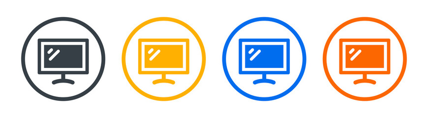 Aufkleber - Computer monitor screen icon on round design vector illustration.