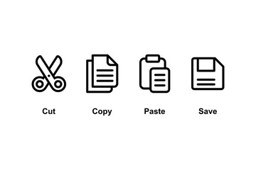 set of simple flat copy paste icon illustration design, copy paste symbol collection with outlined s