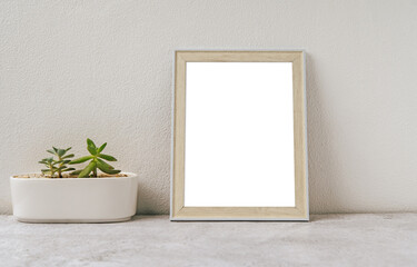 Standing picture frame with small potted plants