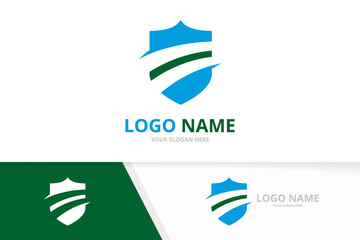 Poster - Privacy logotype design template. Vector shield logo combination.