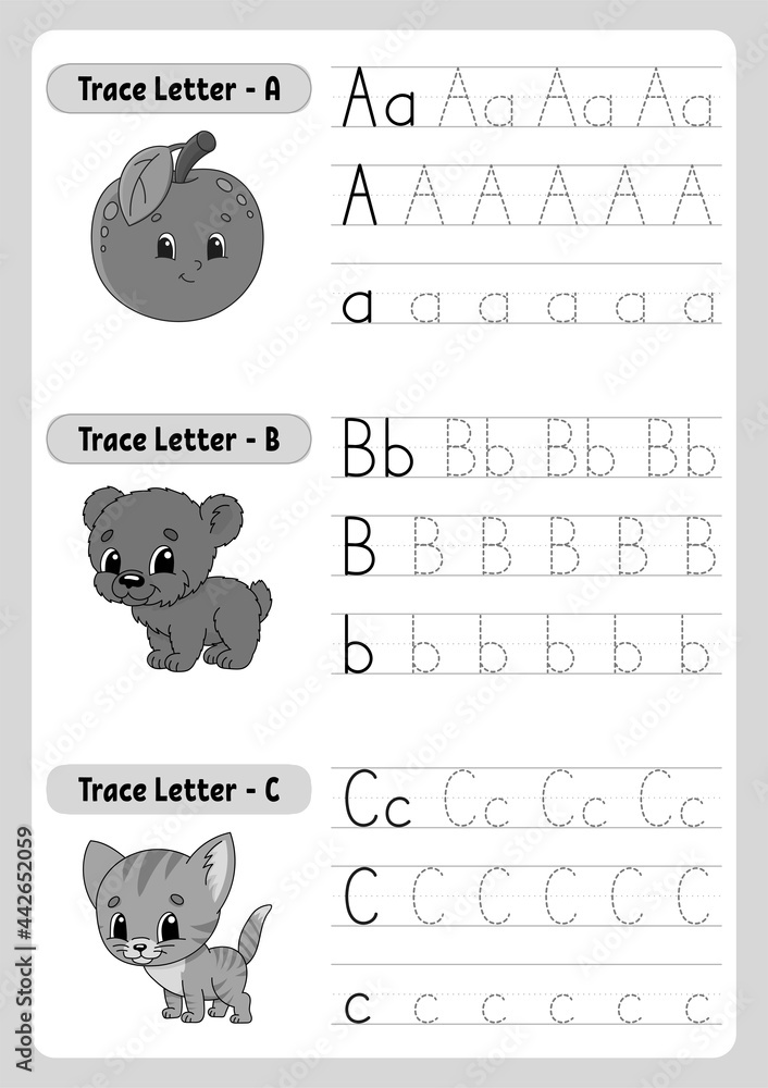 Writing letters. Tracing page. Practice sheet. Worksheet for kids ...