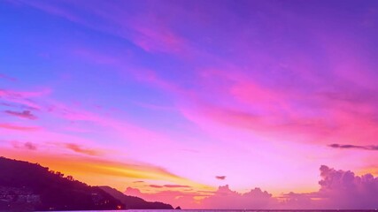 Wall Mural - Amazing Time Lapse of colorful clouds pastel sky Sunset or sunrise cloudscape Beautiful light of nature sky and Clouds moving away rolling Colorful dark sunset clouds Footage timelapse Dramatic scene