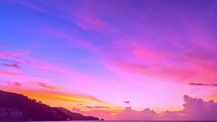 Poster - Amazing Time Lapse of colorful clouds pastel sky Sunset or sunrise cloudscape Beautiful light of nature sky and Clouds moving away rolling Colorful dark sunset clouds Footage timelapse Dramatic scene