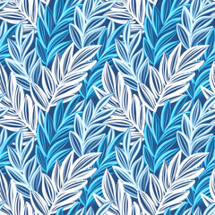 Surface pattern design with branches with leaves Floral seamless drawing