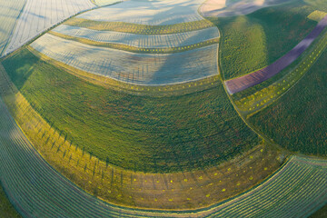 Poster - Dramatic sunset over the agricultural landscape
Aerial shot, countryside landscape during summer or spring time. Fields and meadows in Moravia, Czech republic.
Sunset time