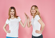 © SHOTPRIME STUDIO - two cute girlfriends in white t-shirts emotions friendship fashion