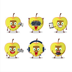 Poster - Slice of peach cartoon character are playing games with various cute emoticons