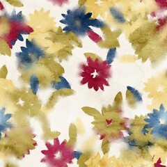 Seamless watercolor floral trendy chic pattern for surface print. High quality illustration. Luxury sophisticated graphic design. Emotional tender romantic feeling. Paint wash bleeds in paper.