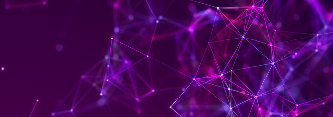 Abstract digital connection dots. Technology background. Network connection structure. 3d rendering. widescreen