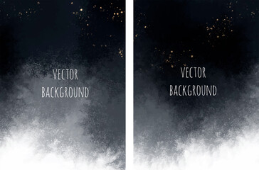 Wall Mural - Set of vector watercolour universal backgrounds with glitter and copy space for text	