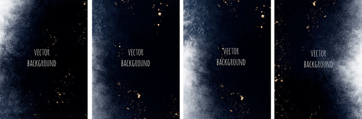 Wall Mural - Set of vector watercolour universal backgrounds with glitter and copy space for text