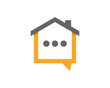 Combination house with bubble chat shape logo