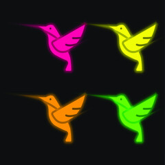 Bird four color glowing neon vector icon