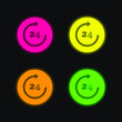 © LIGHTFIELD STUDIOS - 24 Hours four color glowing neon vector icon