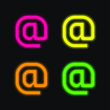 Arroba Sign Four Color Glowing Neon Vector Icon