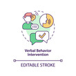 Verbal behavior intervention concept icon. Autistic behavior correction abstract idea thin line illustration. Teaching communication, language. Vector isolated outline color drawing. Editable stroke
