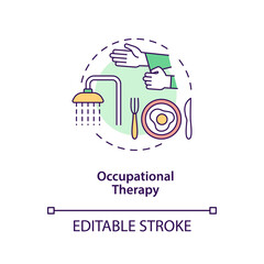 Wall Mural - Occupational therapy concept icon. Autistic behavior treatment abstract idea thin line illustration. Daily living skills development. Vector isolated outline color drawing. Editable stroke