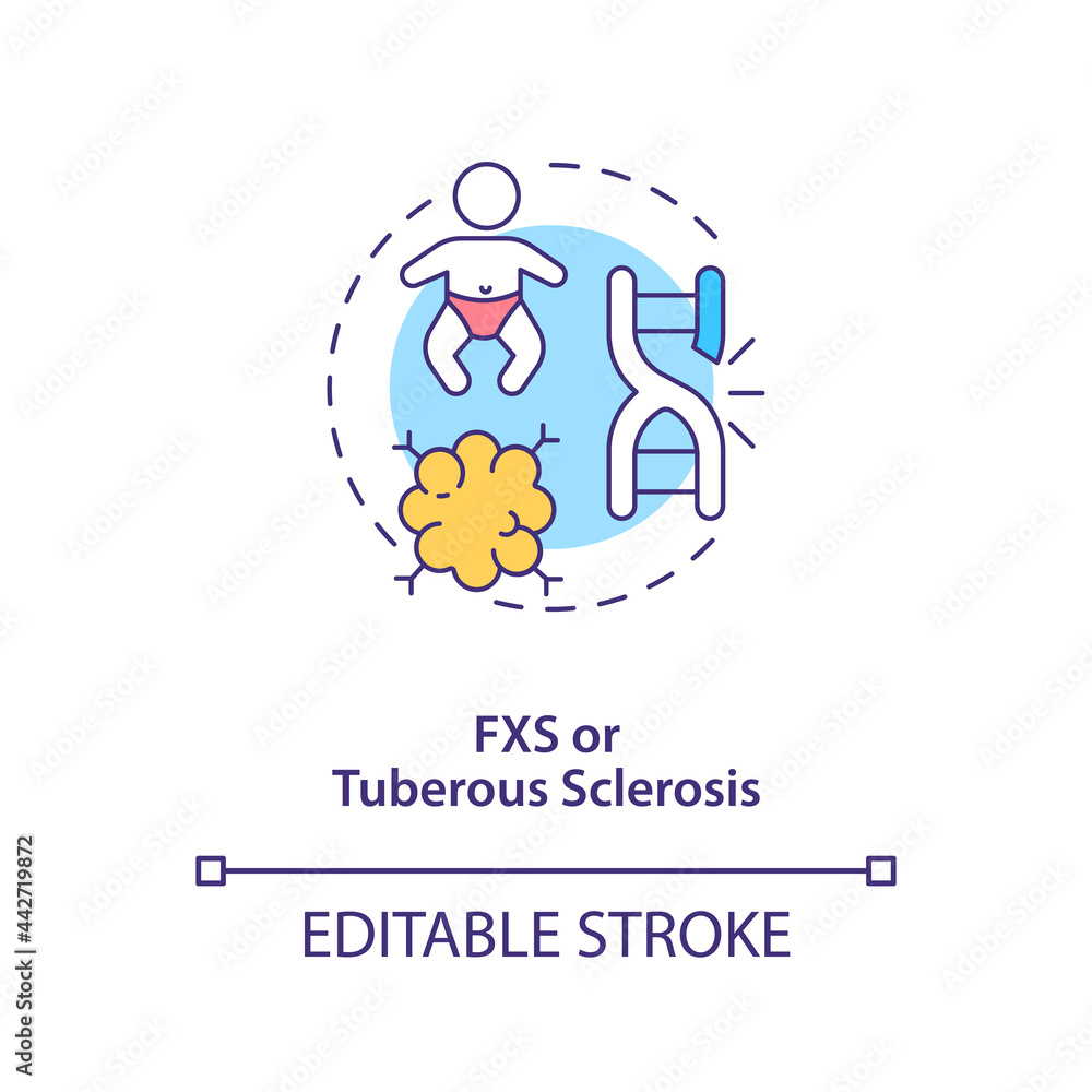 FXS and tuberous sclerosis concept icon. Autism cause abstract idea ...
