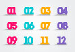 Vector Illustration Colorful Bullet Point Numbers 