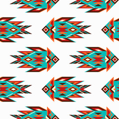 Sticker - Vector Seamless Mexican Background with Geometric Fishes