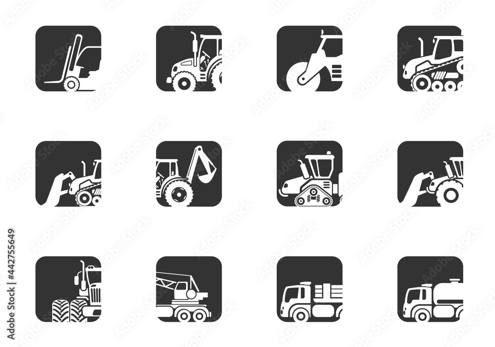 Symbols of Construction Machines Stock Vector | Adobe Stock