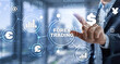 Inscription Forex Trading on Virtual Screen. Business Stock market concept