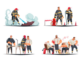 Poster - Firefighters Cartoon Set